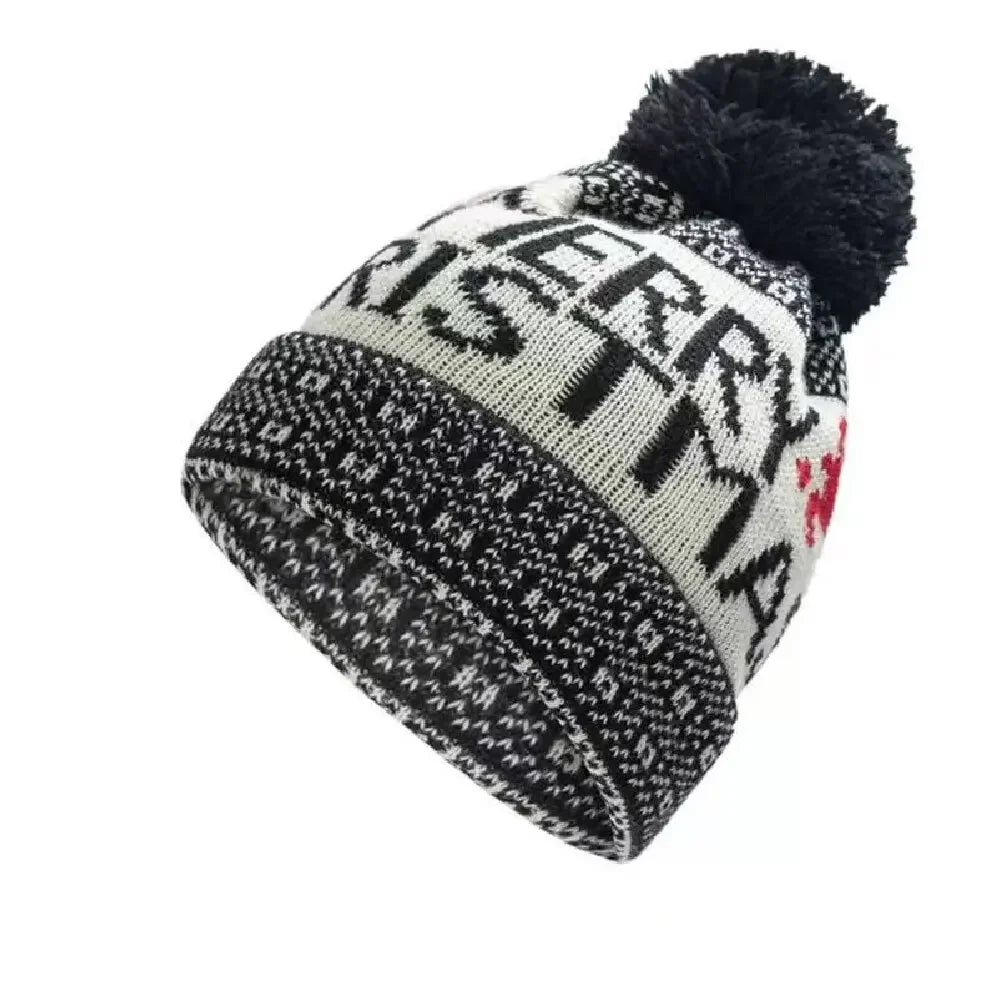 New Winter Warm Snowflake Pompom Knitted Wool Hats Fashion for Women Men Lover Couple Chirstmas Beanies Valentine's Day Gift Cap