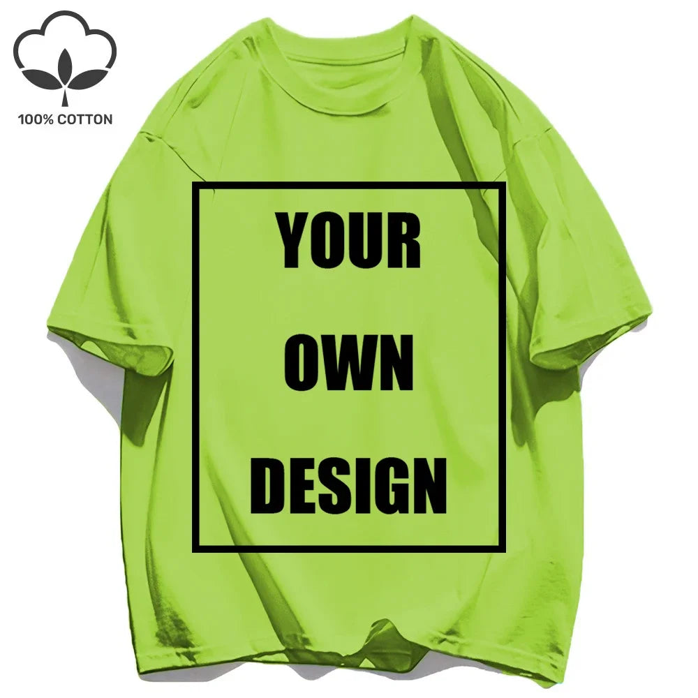 Customized LOGO Picture Men's Cotton T-Shirt Summer Colour Loose Short Sleeves Comfortable Fashion T Shirts Unisex O-Neck DIY Te