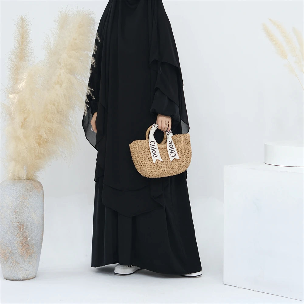 Women’s Elegant Chiffon Khimar & Abaya Set