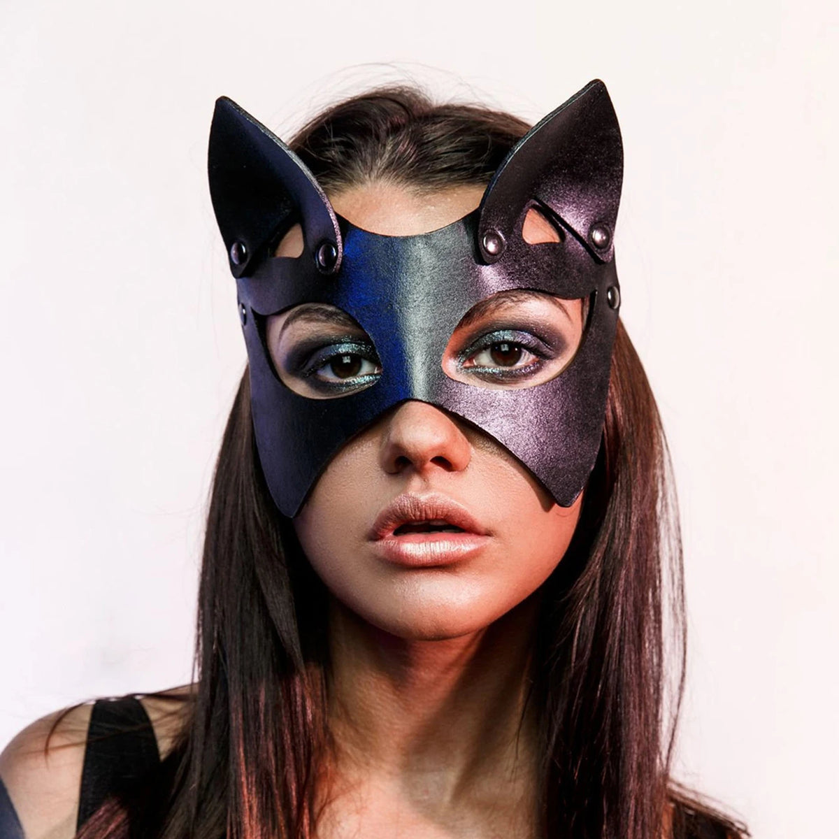 Women Sexy Leather Mask Gothic Cosplay Masquerade Ball Half Face Cat Mask BDSM Sex Games Toy Party Fancy Masks Accessories