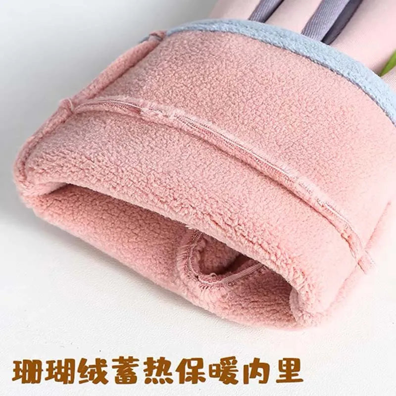 Children Warm Plush Gloves Winter Boys Girls Kids Outdoor Windproof Skiing Cycling Gloves Glow Students Toddler Cycling Mittens