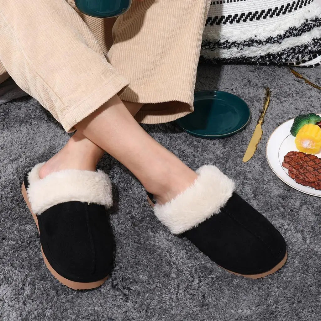Kidmi Warm Fluffy Women Slippers Classic Brand Fuzzy House Slippers Indoor Soft Memory Foam Slippers Outdoor Antiskid Slippers