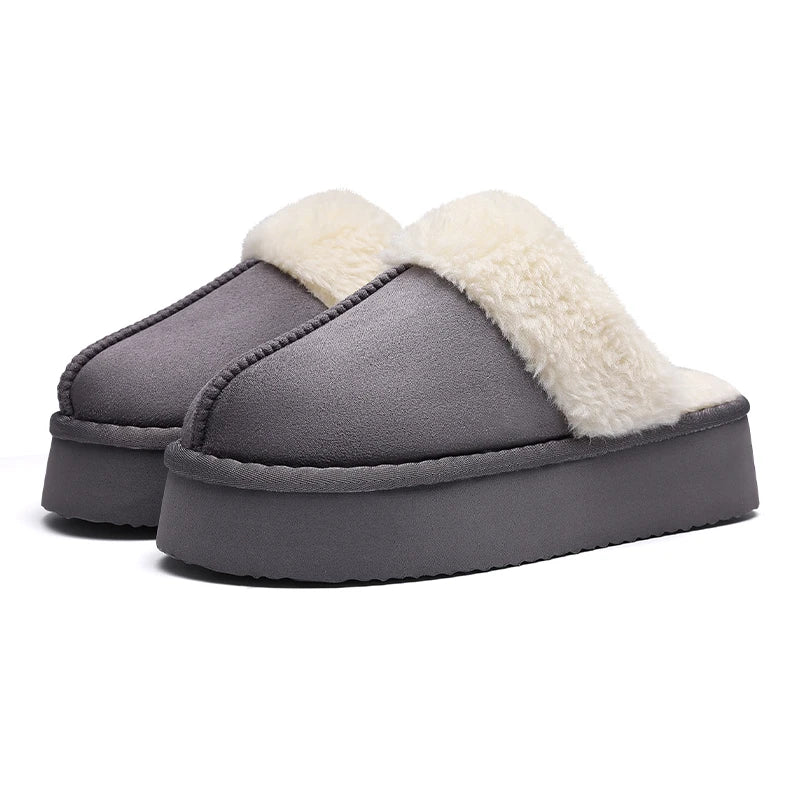 Kidmi Warm Fluffy Women Slippers Classic Brand Fuzzy House Slippers Indoor Soft Memory Foam Slippers Outdoor Antiskid Slippers