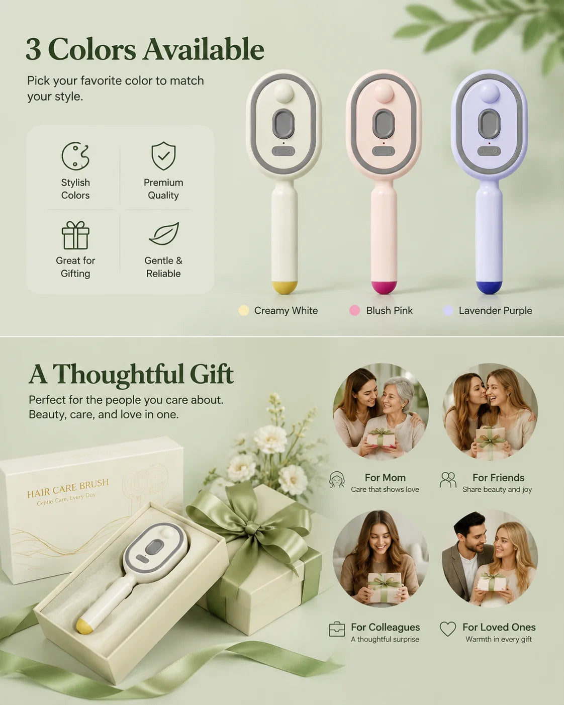 Magic Detangling Hair Brush for Women – Anti-Frizz Electric Spray Air Cushion Brush, Self-Cleaning Rechargeable Hair Detangler with Red Light