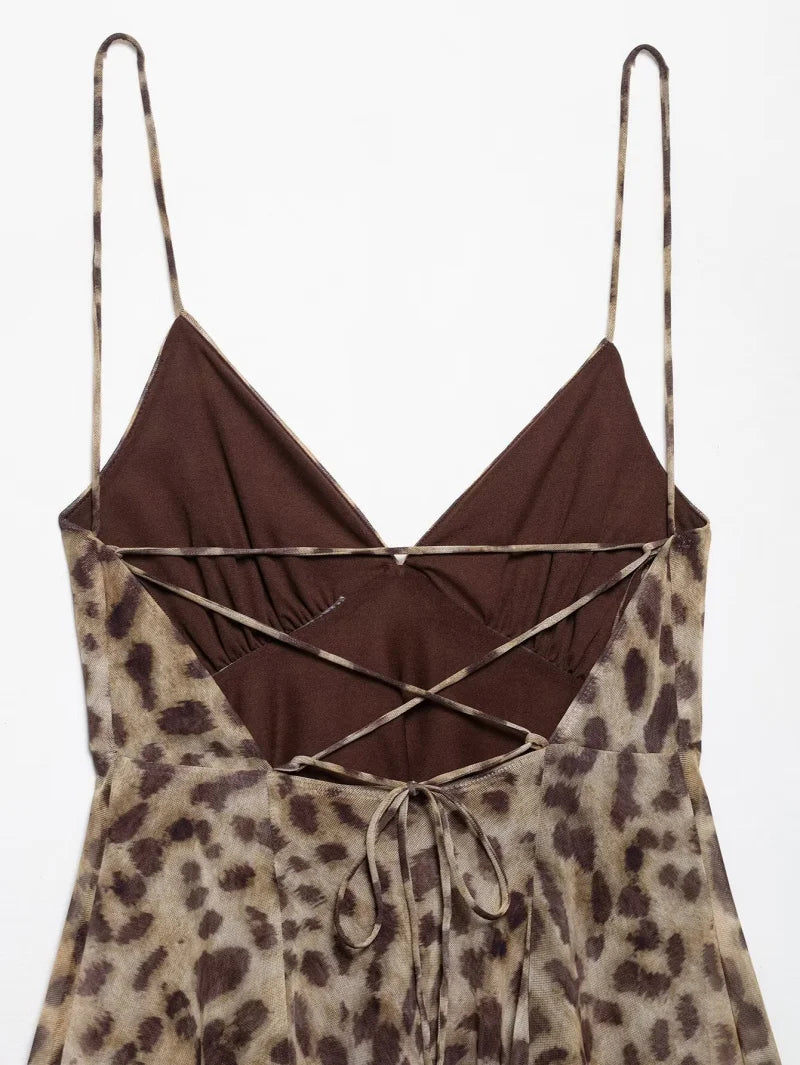 Women’s Printed V-Neck Halter Mini Dress