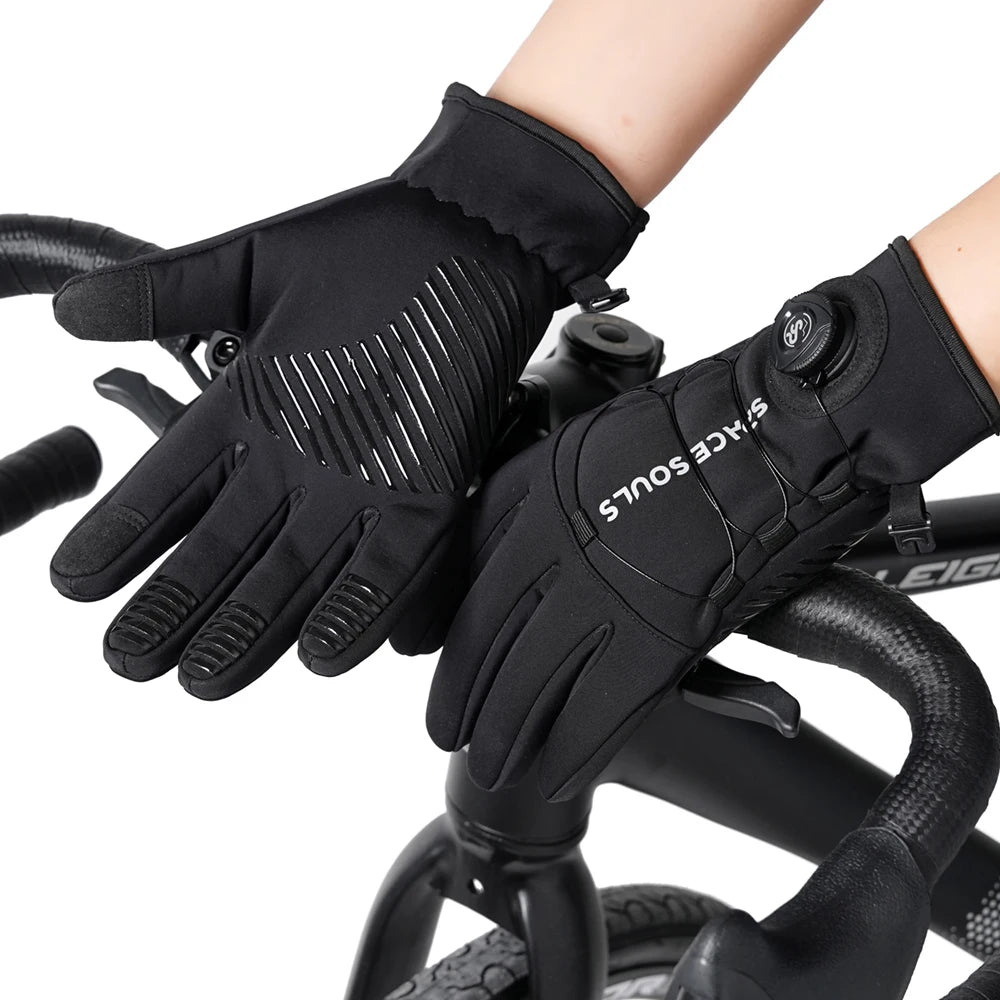 New Winter Buckle Cycling Gloves Unisex Windproof Touch Screen Warm Gloves Men's Women's Outdoor Sports Running Skiing Gloves