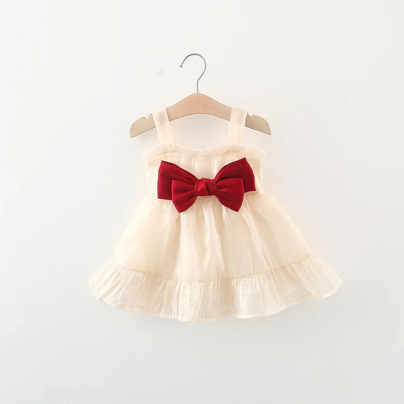 Girls Sweet Bow Summer Princess Dress