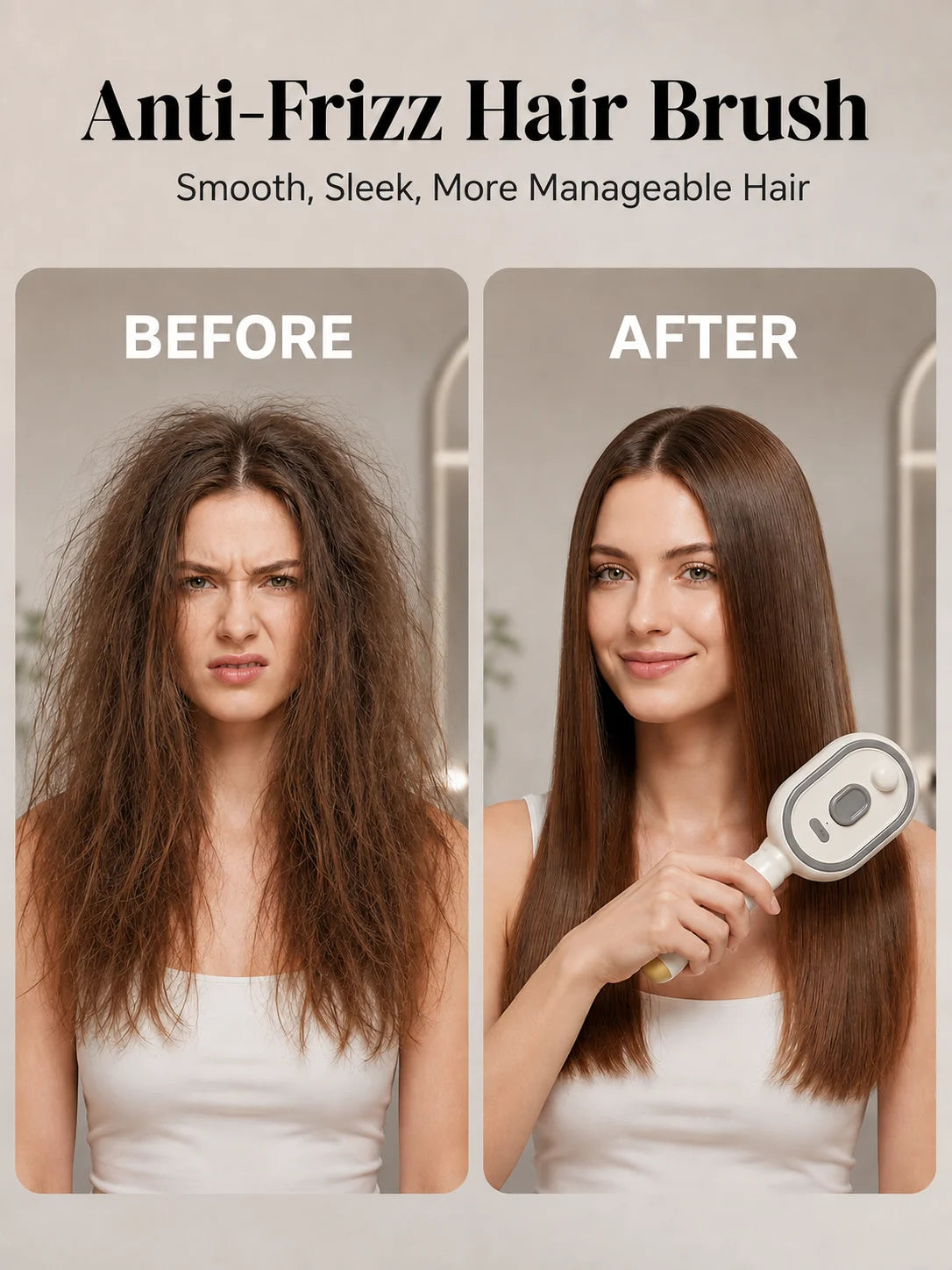 Magic Detangling Hair Brush for Women – Anti-Frizz Electric Spray Air Cushion Brush, Self-Cleaning Rechargeable Hair Detangler with Red Light
