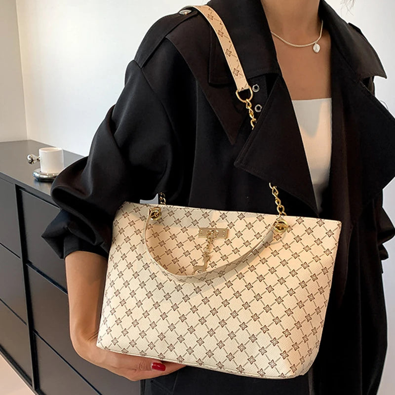 Women’s Fashion Plaid PU Shoulder Tote Bag