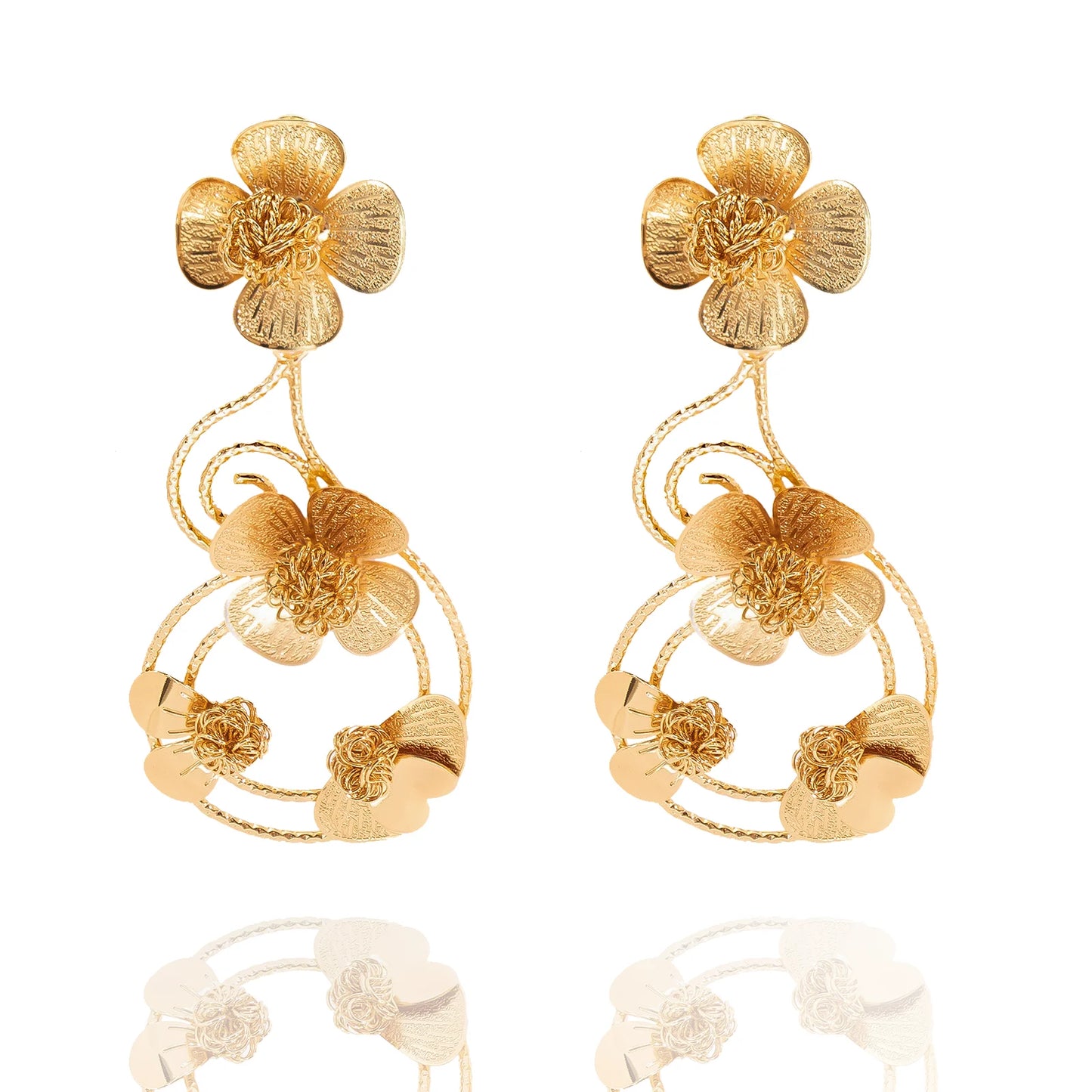 Women’s 18K Gold-Plated Botanical Drop Earrings