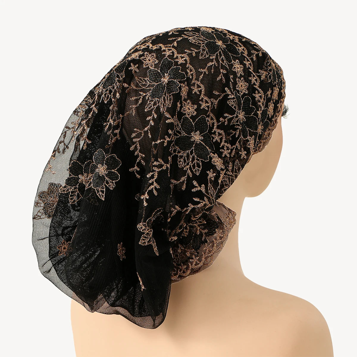 Women’s Luxury Pearl Embroidered Mesh Hijab Cap