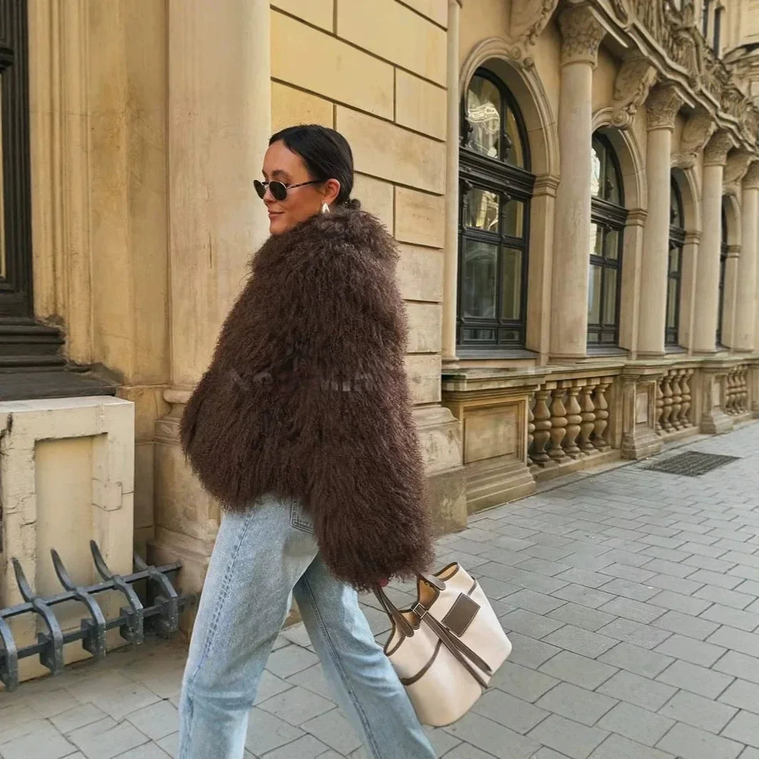 Women's Vintage Curly Faux Fur Jacket