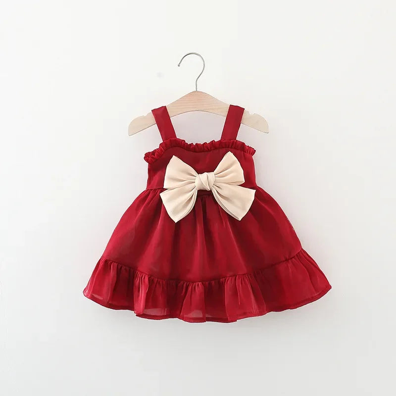 Girls Sweet Bow Summer Princess Dress
