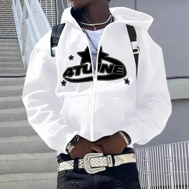 Men’s Hip Hop Printed Zip Hoodie