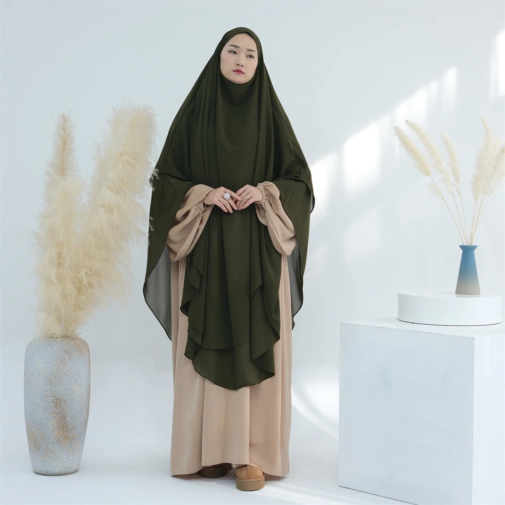 Women’s Elegant Chiffon Khimar & Abaya Set