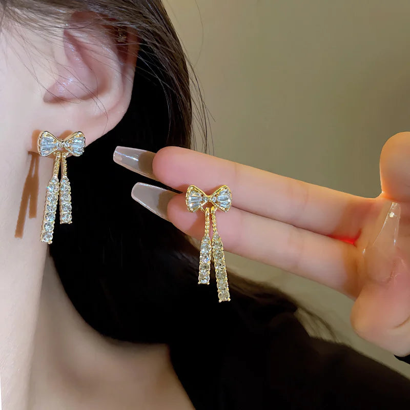 Bowknot Cubic Zirconia Stud Earrings