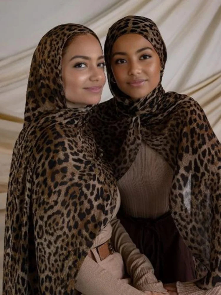 Women’s Leopard & Floral Print Bohemian Hijab Scarf