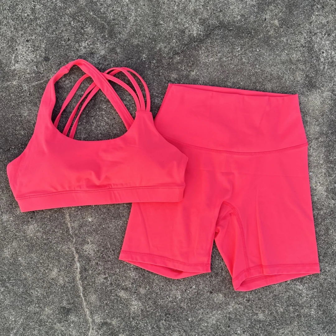 Women’s High-Waisted Yoga Shorts & Sports Bra Set