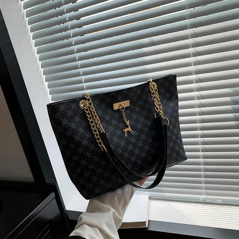Women’s Fashion Plaid PU Shoulder Tote Bag