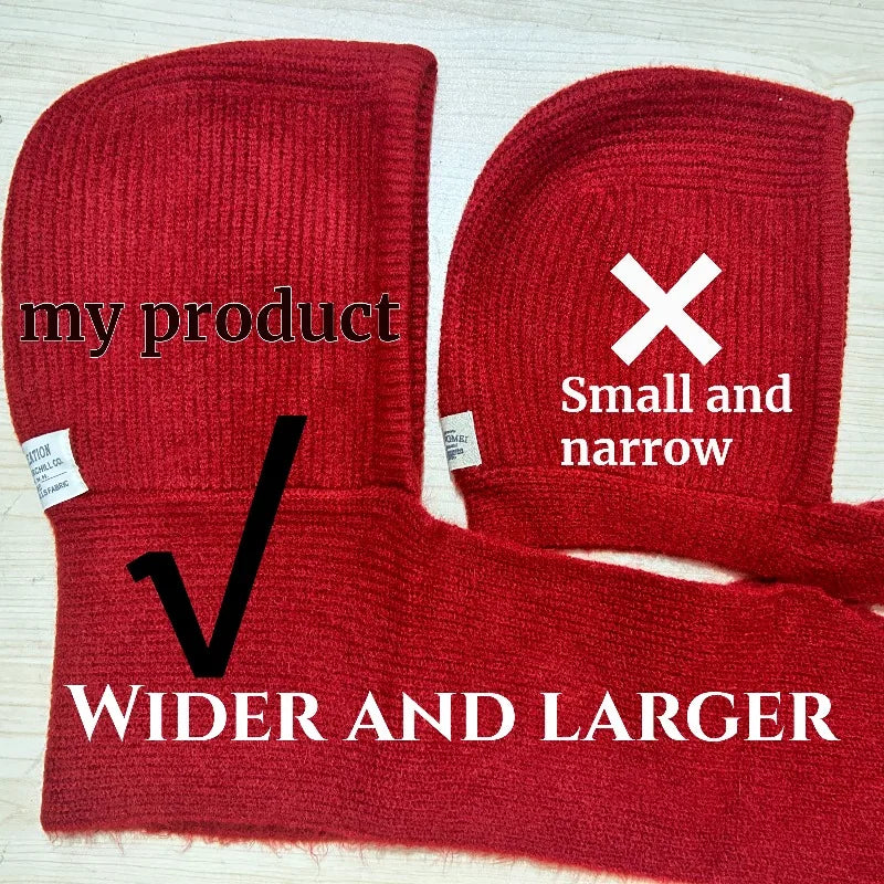 Oversize Hood Scarf Balaclava Hat Winter Ear Protection Windproof Warm Balaclava Hats Women Fashion Hat and Scarf Skullies Beani