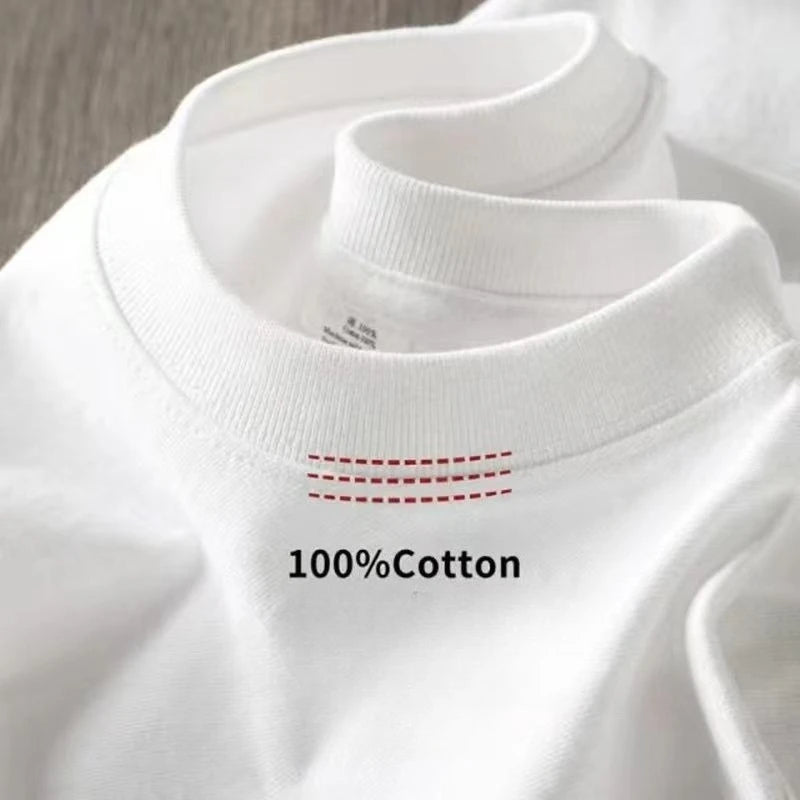 Pure White 260g Heavy T-shirt Men's Summer Pure Cotton Short-sleeved New Men's and Women's Streetwear
