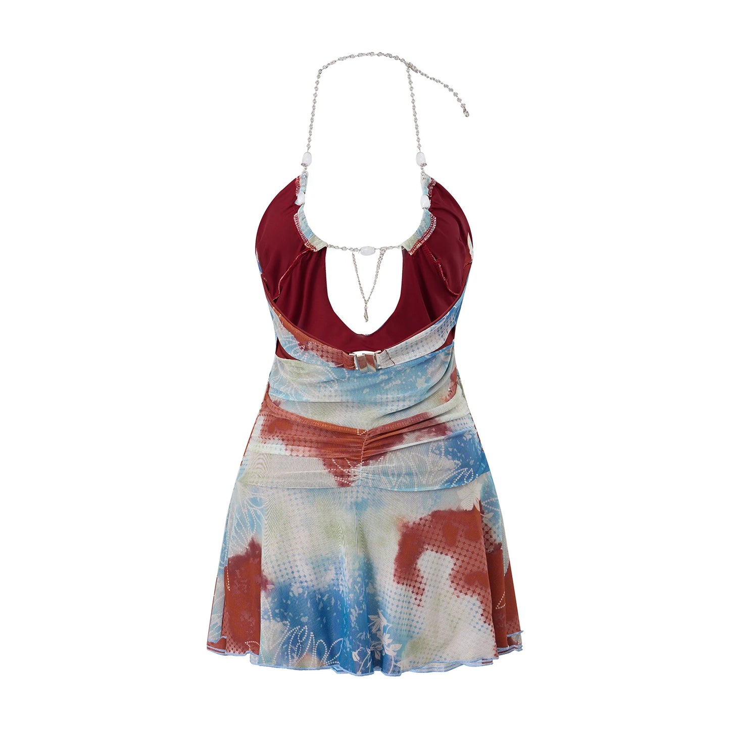 Women’s Y2K Beaded Chain Halter Mini Dress