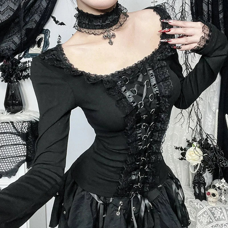 Women’s Gothic Lace Long Sleeve Top
