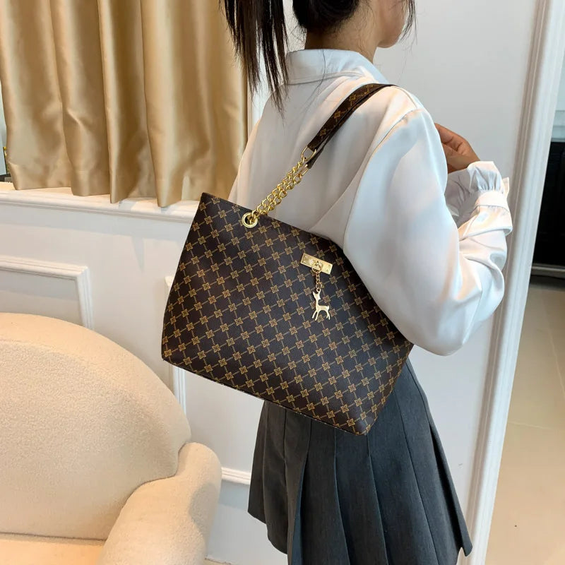 Women’s Fashion Plaid PU Shoulder Tote Bag