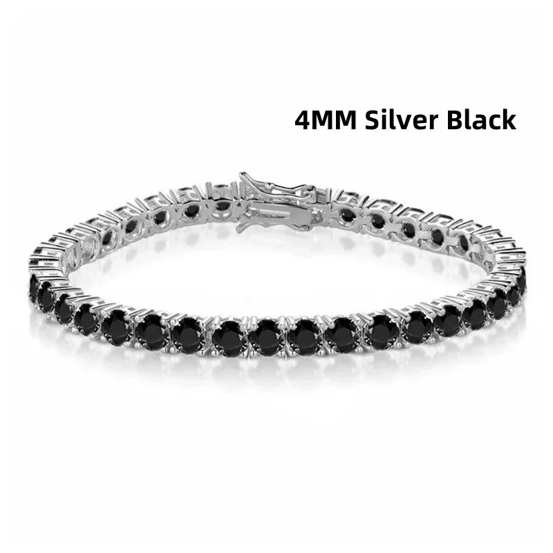 New Fashion S925 Sterling Silver 18K Gold-Plated 5A Black Zircon Tennis Bracelet for Men & Women