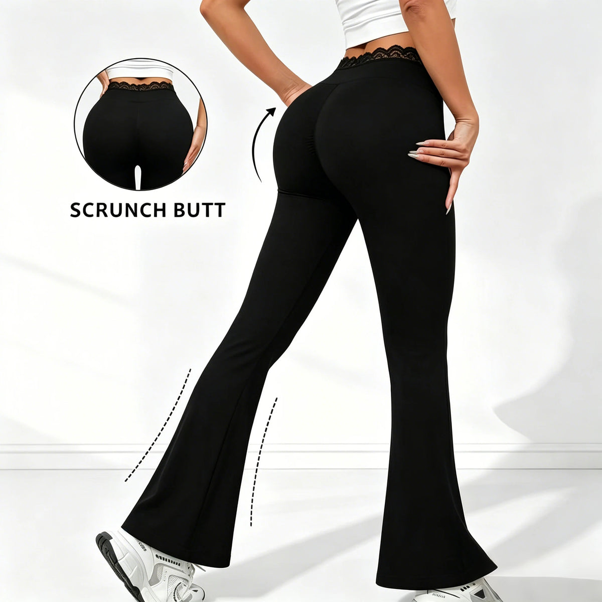 Women’s High-Waist Lace Flare Leggings