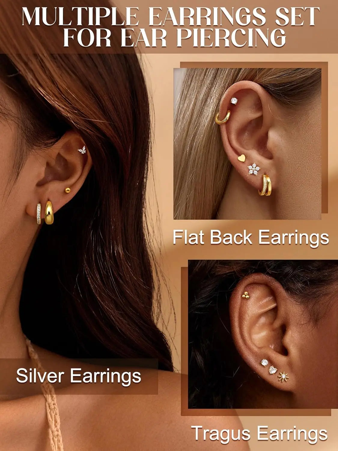 14K Gold-Plated Stainless Steel Classic Stud Earrings