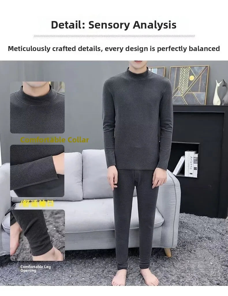 Men's Fleece-Lined Mock Neck Thermal Set