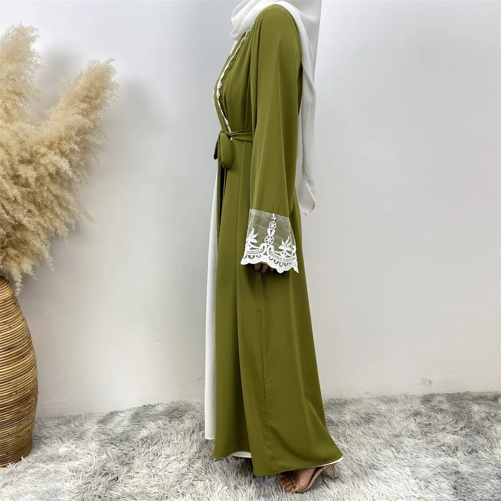 Women’s Lace Trim Nida Abaya with Pockets