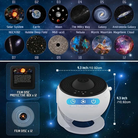 12-in-1 Galaxy Star Projector Night Light