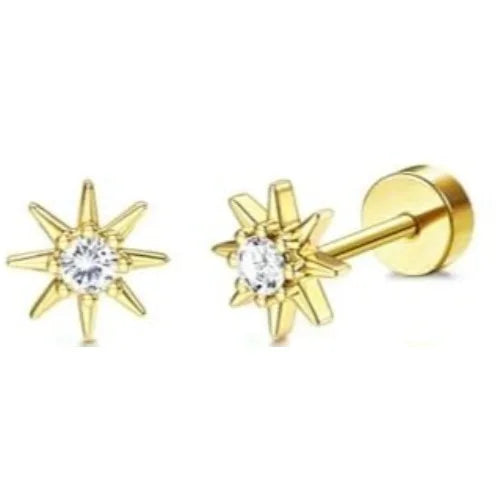 14K Gold-Plated Stainless Steel Classic Stud Earrings