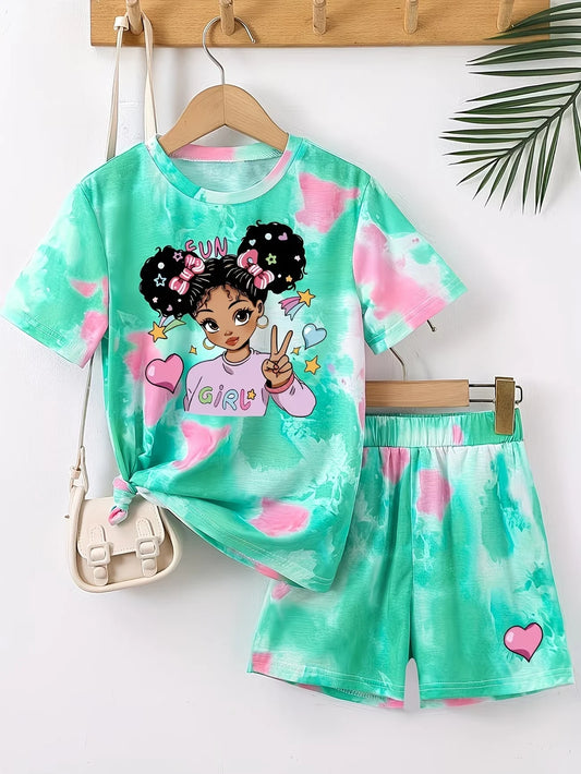 Kids’ Kawaii Anime T-Shirt & Shorts Set
