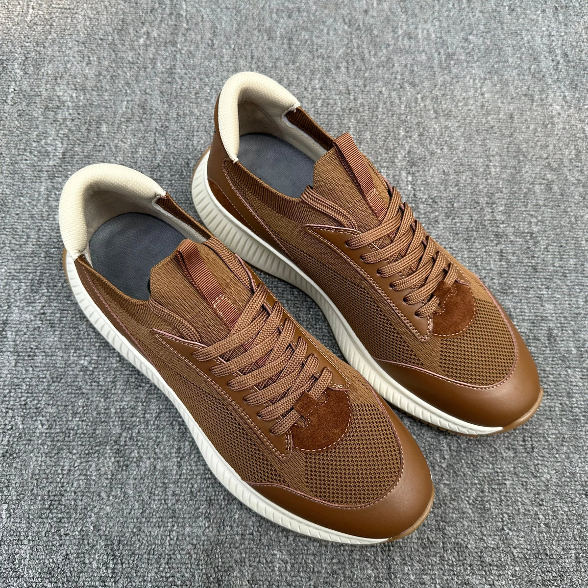 2026 Summer Breathable Sports Casual Shoes For Men, Thick Sole Height Increasing Lace Up Comfort Versatile Mesh Running Sneakers