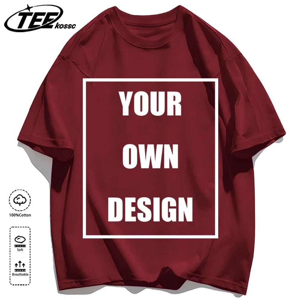 Customized LOGO Picture Men's Cotton T-Shirt Summer Colour Loose Short Sleeves Comfortable Fashion T Shirts Unisex O-Neck DIY Te