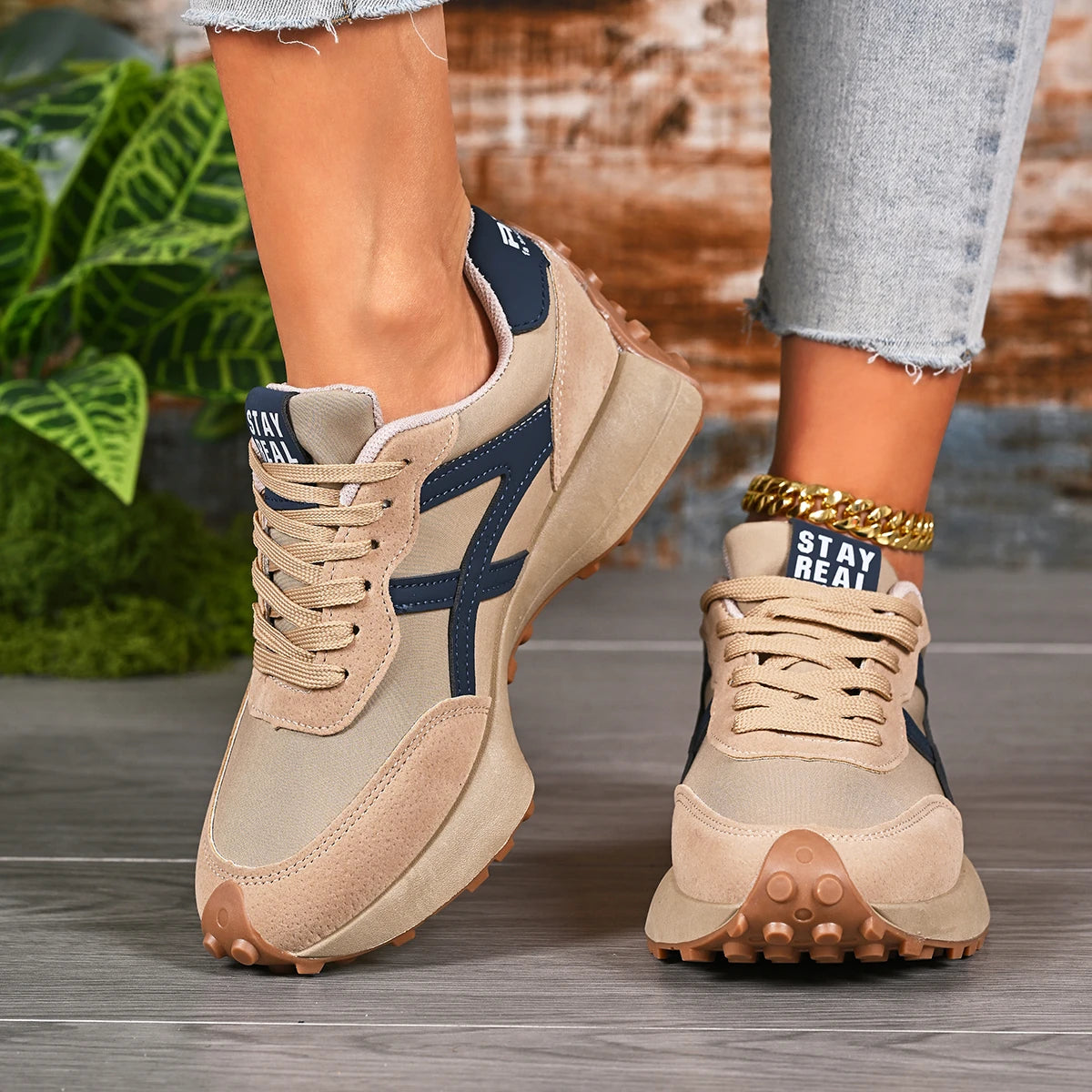 2026 New Women  Sneakers Spring Casual Lace Up Sport Sneakers Luxury Platform Anti-slip Running Shoes Women Zapatos De Mujer