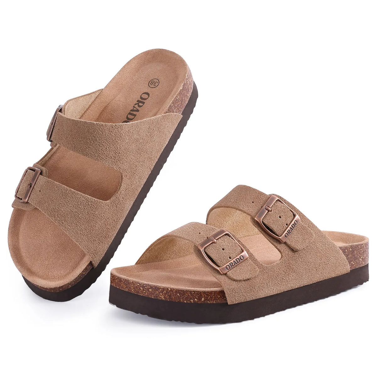 Bebealy Women's Cork Footbed Slide Sandal Summer Men Mules Fashion Women Clogs Slippers Outdoor Beach Sandals Adjustable Buckle