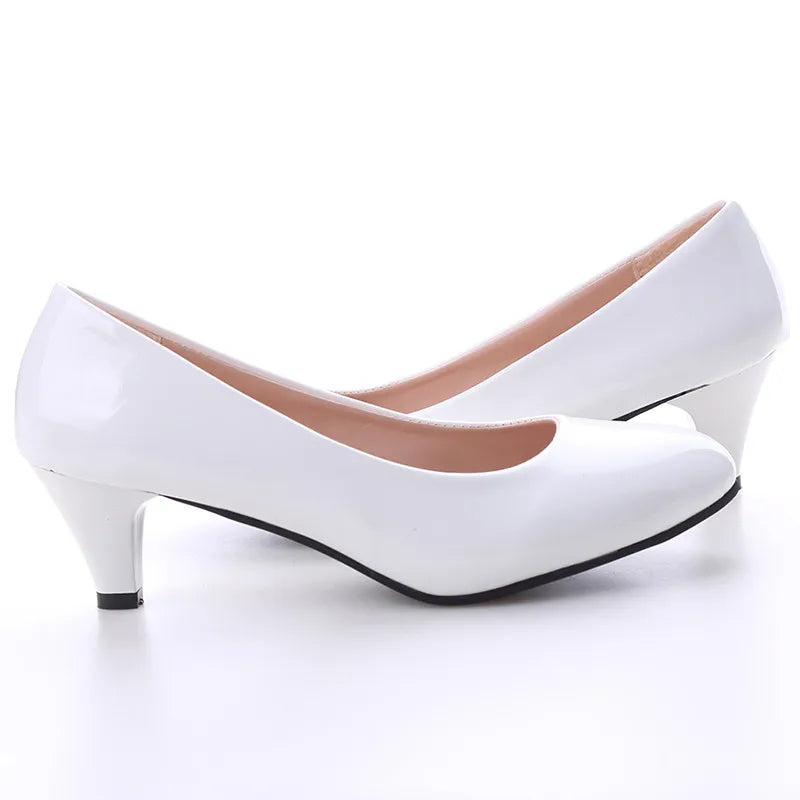 Classic Round Toe Mid Heel Pumps