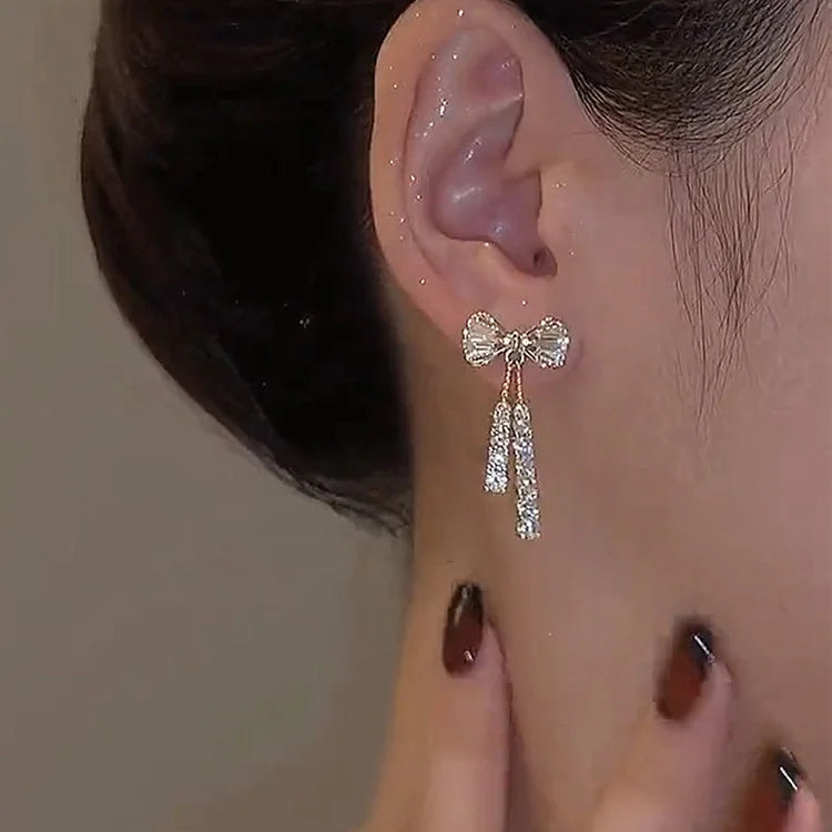 Bowknot Cubic Zirconia Stud Earrings