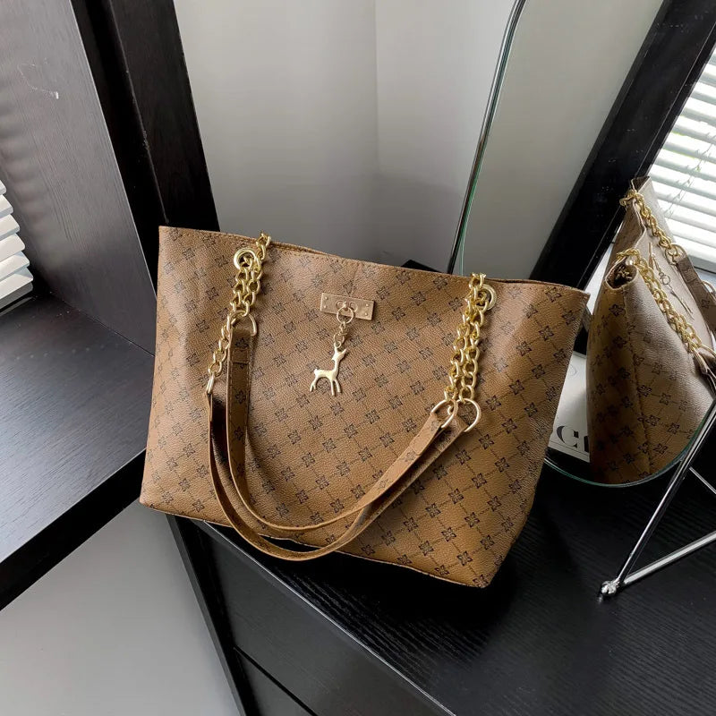 Women’s Fashion Plaid PU Shoulder Tote Bag