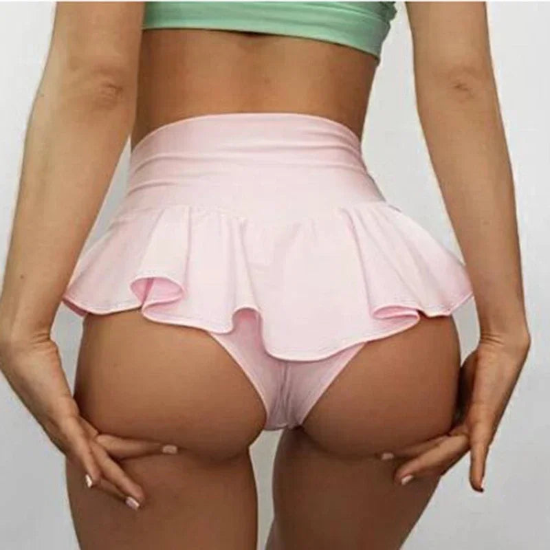 Woman Sexy Open Crotch Mini Invisable Zipper Crotchless Shorts Leggings Skirt Underwear Lingerie Outdoor Sex Tight Dress Pants