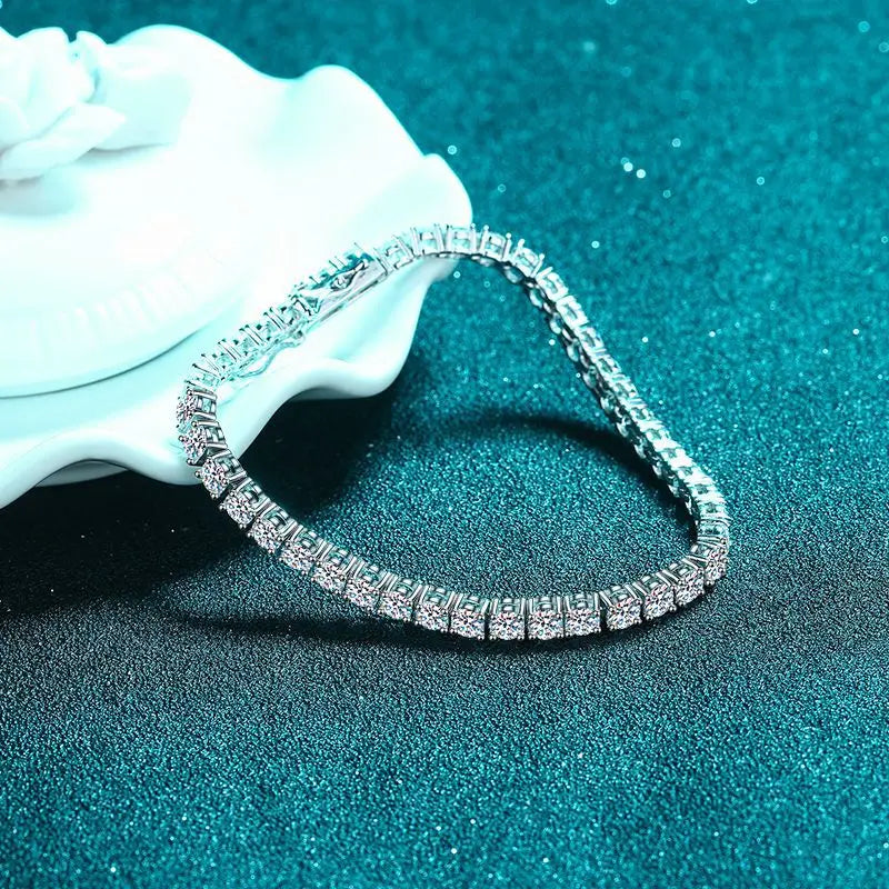 Factory Price D VVS1 Moissanite Tennis Bracelet – 925 Sterling Silver Single Row Classic Bracelet for Women & Men with GRA Certificate