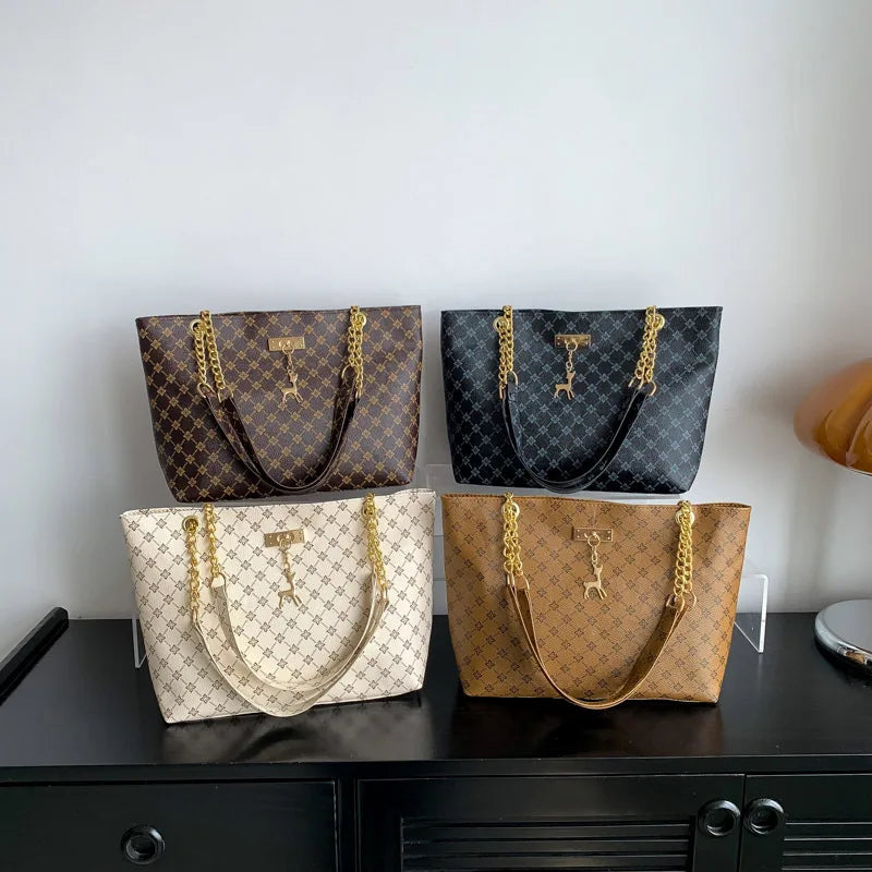 Women’s Fashion Plaid PU Shoulder Tote Bag