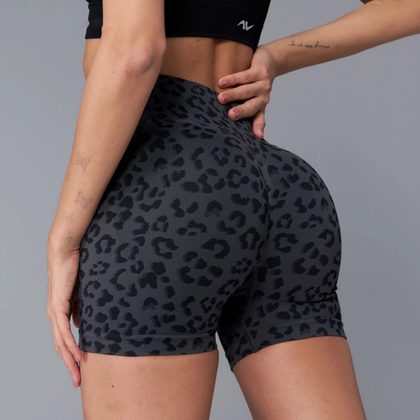 Women’s Leopard Print High-Waisted Biker Shorts