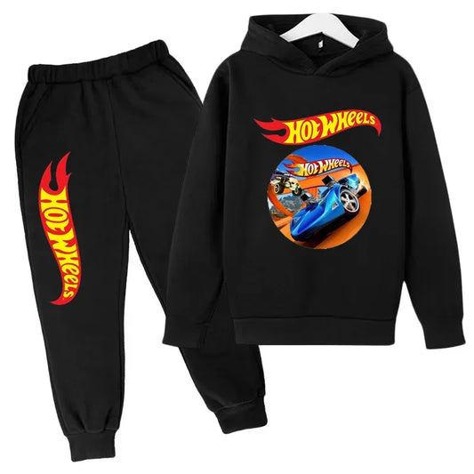 Kids Hot Wheels Printed Hoodie & Pants Set – Boys & Girls Casual Sportswear