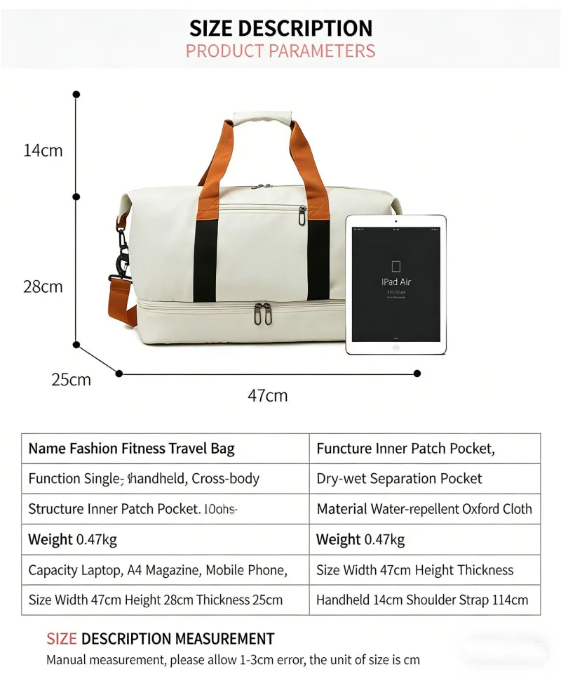 Travel Gym Duffle Bag with Shoe Compartment – Portable Fitness Shoulder & Crossbody Carry-On Bag for Workouts and Weekend Trips
