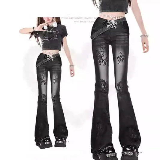 Women’s Y2K Coquette Flared Denim Jeans